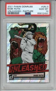 Panini Donruss Unleashed Rapture 2021 #Unl3 Babe Ruth Yankees PSA 10 SP POP 1 - Imagen 1 de 2