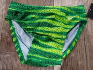 Nike Boys Youth Swim Size 22 XS 6-7 Foil Skin Brief Green Suit Print Animal - Picture 1 of 3