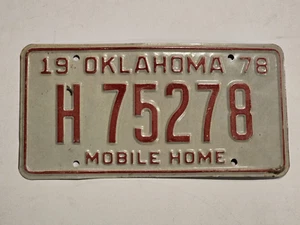 1978 Vintage OKLAHOMA License Plate #H75278 Mobile Home-Man Cave - Picture 1 of 3