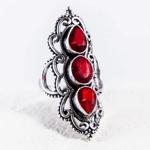 Bellissimo anello, decorato in filigrana, argento, granato, rosso, misura: 63 - Foto 1 di 3