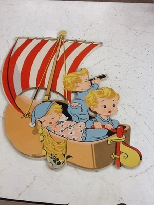 Colgante de pared vintage The Dolly Toy Co 1957 Winkin Blinkin and Nod guardería ¡LINDO! Foto 1 de 2