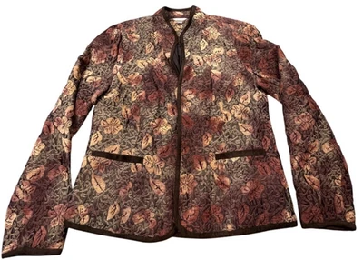 Blazer Christopher & Banks Mujer Mediano Marrón Floral Tapiz Chaqueta Boho Otoño Foto 1 de 4