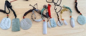 Clearance ! 12 Pieces JADE Donut Birds Landscape Quanyin Disc Bracelet PENDANT - Picture 1 of 4