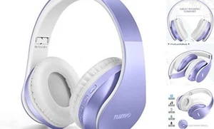 Wireless Headphones Over Ear, Bluetooth Headphones with Microphone, Purple - Picture 1 of 7