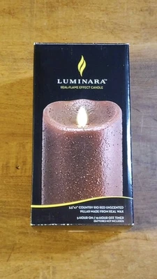 1 NUEVO LUMINARIA Rio Rojo Color Vela Sin Llama 7"Tx3.5"D Pilar Navidad Vacaciones Foto 1 de 4