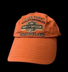 Sombrero Harley Davidson Motor Cycles Heartland Burlington Iowa naranja quemado OSFA - Imagen 1 de 4