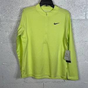 Nike Women's Dri-fit Uv Advantage Half-Zip Top - Lt Lemon Twist/black large $85 - Picture 1 of 7
