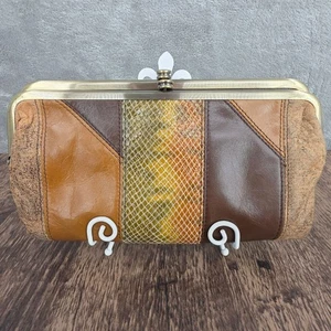 HOBO Lauren Cartera Bolso sin asas Marrón Tostado Mixto Medios Cuero Serpiente Retazos Bohemio - Imagen 1 de 14