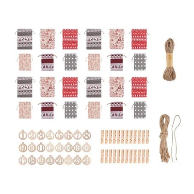 24Pcs Weihnachten Advent Kalender Taschen, 24 Tage Sackleinen Advent Kalender - Bild 1 von 4