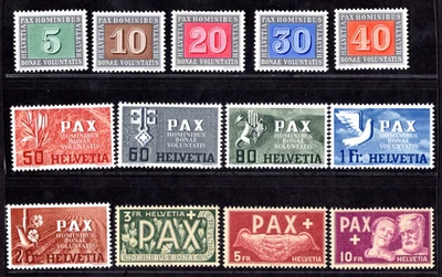 SCHWEIZ 1945 KRIEGSENDE FRIEDENSSATZ SCOTT #293-305 POSTFRISCH - Bild 1 von 2