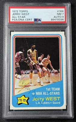 JERRY WEST PSA 7 1972-73 TOPPS #164 ALL-STAR SIGNED BALLPOINT PEN SIGNATURE AUTO - Image 1 of 2