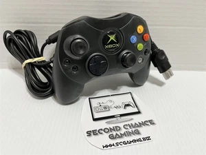 Original Microsoft Xbox Black S-Type Controller Wired Official -Refurbished - Picture 1 of 7