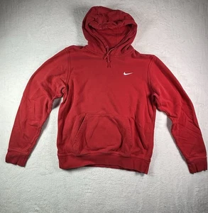 Nike Hoodie Mens Large Red Sweatshirt Club Fleece Embroidered Swoosh Sports Wear - Picture 1 of 6