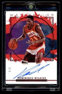 Acuarela impecable Panini 2022 Dominique Wilkins en tarjeta automática Asia Red SP 8/8 Foto 1 de 2