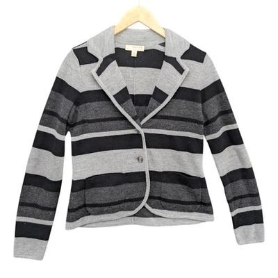 Cárdigan Kenar Blazer Mujer Gris Rayas Mezcla Lana Suéter Talla S Foto 1 de 4