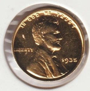 Rare Old Antique 1935 US Lincoln 24k Gold Plated Cent Penny Collection Coin USA - Picture 1 of 2