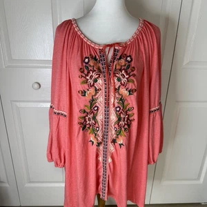Camicia top contadina Johnny Was Workshop Juliene ricamata floreale boho 3x - Foto 1 di 9