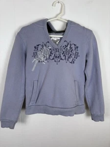 Vintage Old Navy Gray Faux Fur Hoodie Embroidered Bird Size Large - 5-7Y Girls - Picture 1 of 13