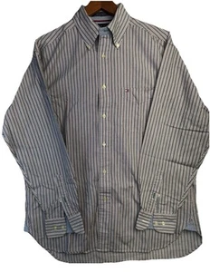 Camisa De Colección Tommy Hilfiger M Calce Clásico Rayas Abotonada 100% Algodón Colores EE. UU. - Imagen 1 de 19
