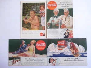 Konvolut 4 Coca Cola / Cola Anzeigen 30er -1960 - Bild 1 von 9
