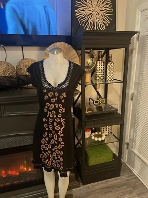 Vestido Suéter Nanette Lepore Borde Crochet B1 Talla S Bohemio Foto 1 de 4