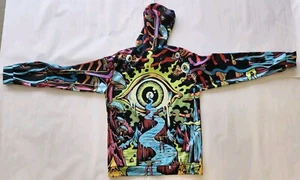 Psychedelic Hoodie Women's Medium Green Kangaroo Pocket Rave - Picture 1 of 5