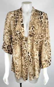 Neu mit Etikett - Chicos Pretty Prowl Anice Top 3/4 Tab Ärmel kakaobraun Gr. 0/US 4 6 Small - Bild 1 von 5