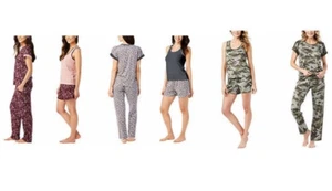 Lucky Brand Women's 4 Piece Pajama Set Tank Shorts Tee Pants - Picture 1 of 19