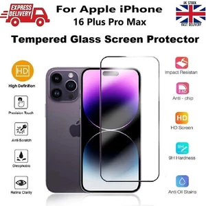 Tempered Gorila Glass for iPhone 16/Pro/Plus/Pro Max Anti-Shatter Cover - Picture 1 of 10
