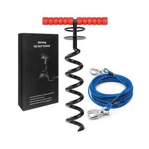 Heavy Duty 30FT Dog tie Out Cable and Stake for Large Dogs, Dog Tie Out Stake... - Picture 1 of 8