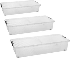 Box Sottoletto con Ruote Set di 3 Sottoletto Portaoggetti 32L 78x38x17cm - Foto 1 di 6