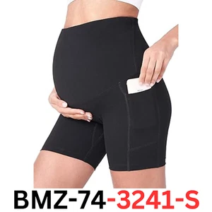 POSHDIVAH Women's Maternity Yoga Over The Belly Bump Workout Shorts, Black, 5" S - Picture 1 of 6