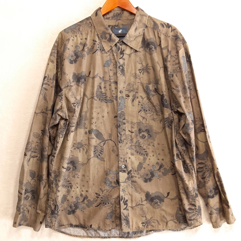 Camisa Caribbean Joe Para Hombres LS Estampado Floral Botón Talla XXL/Verde/Diseñador/Algodón Foto 1 de 4