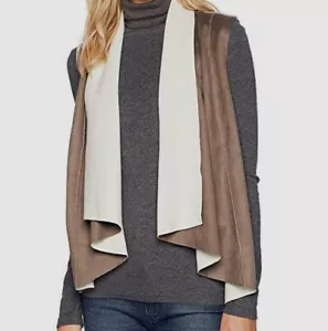 $60 Tribal Women's Gray Open Front Dart-Back Sleeveless Draped-Collar Vest SZ S - Picture 1 of 3