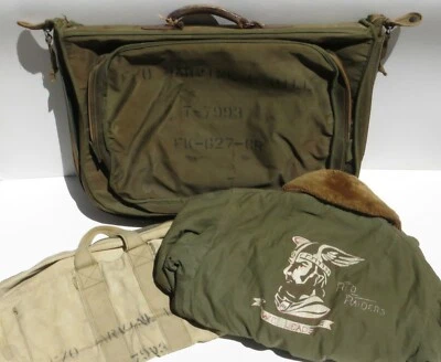 WW2 US Army Air Force B-15 Flight Jacket + B4 Bag Red Raiders 22nd Bomb Group - Image 1 of 4