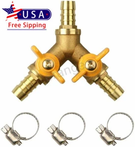 Tubo Barb Valvola a Sfera 3/8"(11mm) Raccordo Ottone Forma Y 2 Interruttori Connettore 3 Vie - Foto 1 di 5