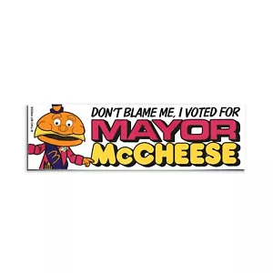 Voted for MAYOR McCHEESE Bumper Sticker - Funny Vintage Style - Vinyl Decal 90s - Bild 1 von 3
