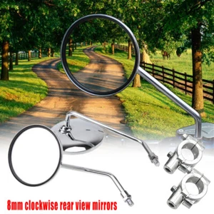 8mm Chrome Universual 7/8" Motorcycle Side Mirror Rearview ATV Scooter E-Bike - Picture 1 of 9