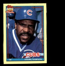 1991 Baseball Topps Andre Dawson Chicago Cubs #D Yellow
