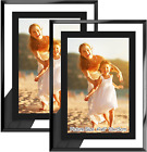 4X6 Picture Frames Black - Set of 2, HD Real Glass 4 by 6 Photo Frame Great Gift