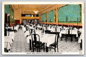 Interior Gold's Dining Room Restaurant Chicago Illinois IL c1920 Postcard - Picture 1 of 2