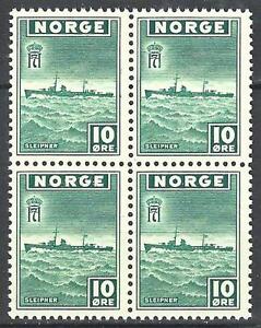 Norway 1943 Sc# 261 Destroyer Sliepner Navy ship block 4 MNH