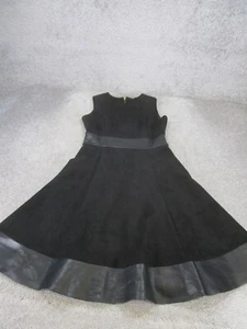 Calvin Klein A-Line Dress Womens 4 Black Faux Suede Sleeveless - Picture 1 of 9