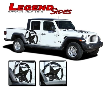 For 2020-2024 Jeep Gladiator Side Door Graphics LEGEND STAR Decals Vinyl Stripes - Image 1 of 4