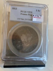 France Coin: 5 Frs Year 1813, very rare variety, Grade PCGS-25..Est:$1875 - Picture 1 of 4