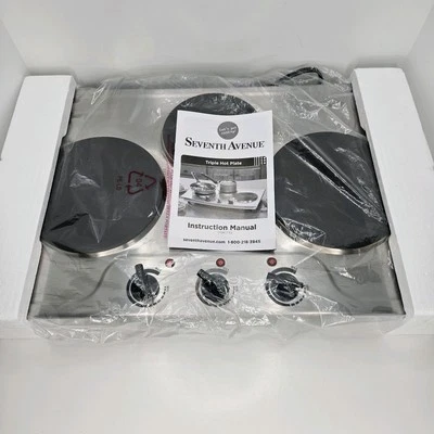 Hot Plate Triple Plate 1800 Watts One 6" and Two 7 1/4" Burners Stainless Steel - Image 1 of 4