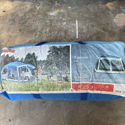 TIENDA 14' X 15' EMBARQUE 9 Personas Grande Azul Nylon Campamento Caza Scouting Glamp Family Foto 1 de 4