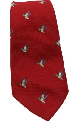 Corbata Michelle con estampado de pato rojo poliéster y cuello mallardo  Foto 1 de 4