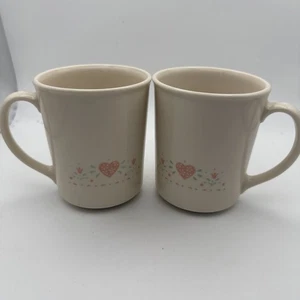 2 tazas de café Corelle By Corning Forever Yours Pink Hearts de colección 12 oz hechas en EE. UU. - Imagen 1 de 5