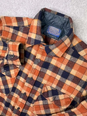 VTG 80s Pendleton Rust Plaid Wool Board Shirt Men's Size Small Made in USA RARE - Image 1 of 4